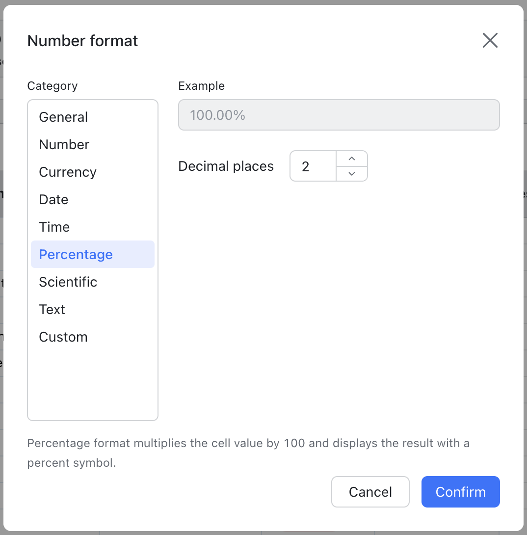 Change the number format in Sheets