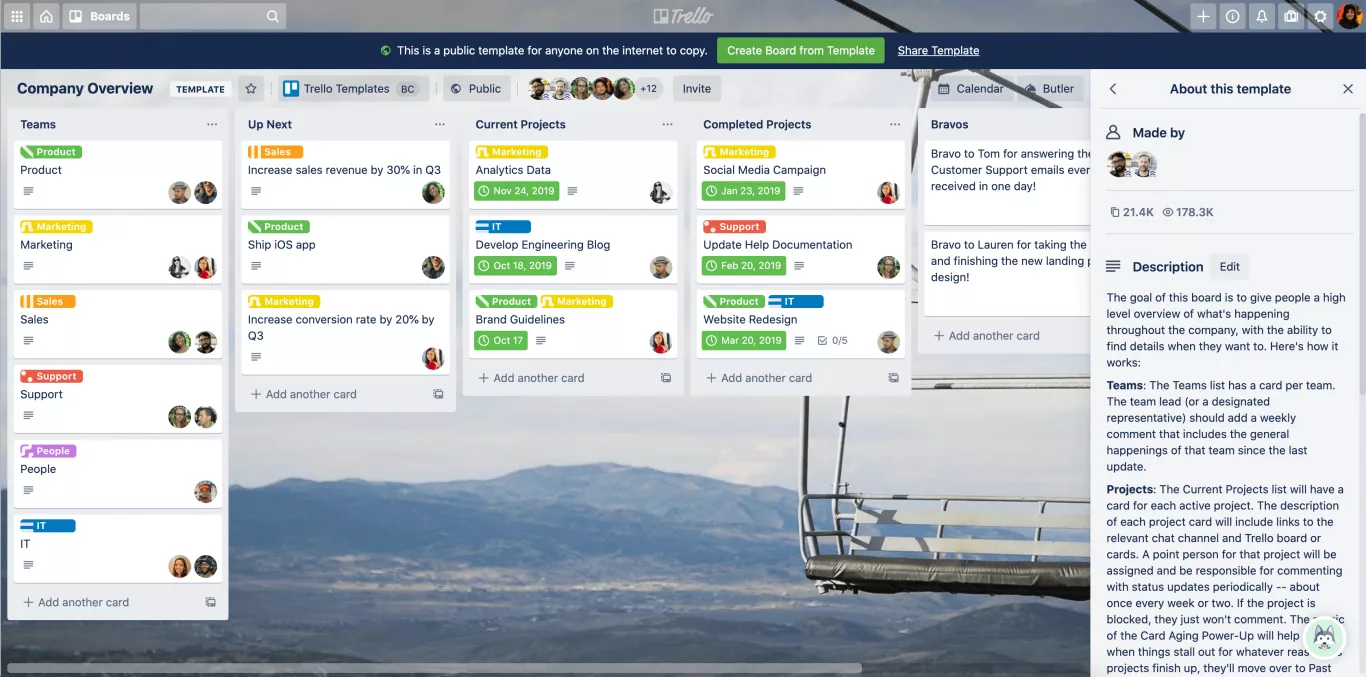 Trello helps with card-based idea organization
