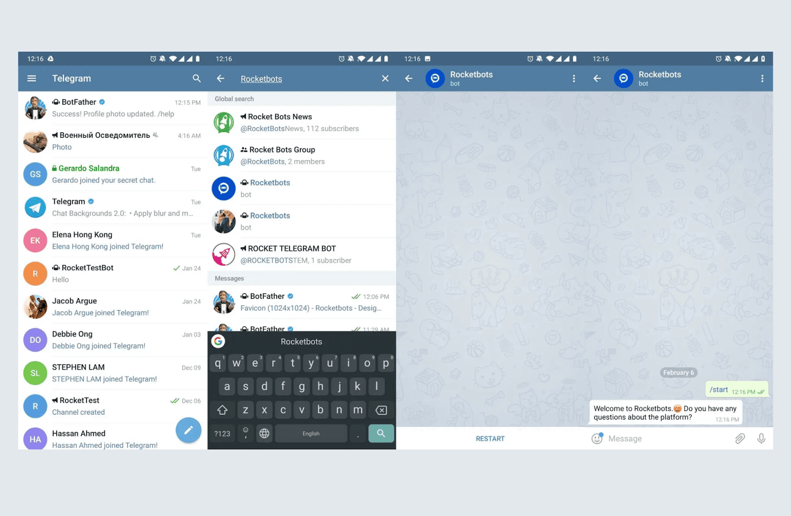 Interface of Telegram
