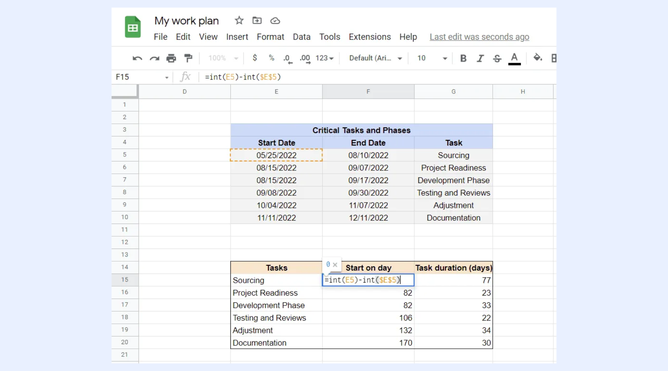 Add task duration table