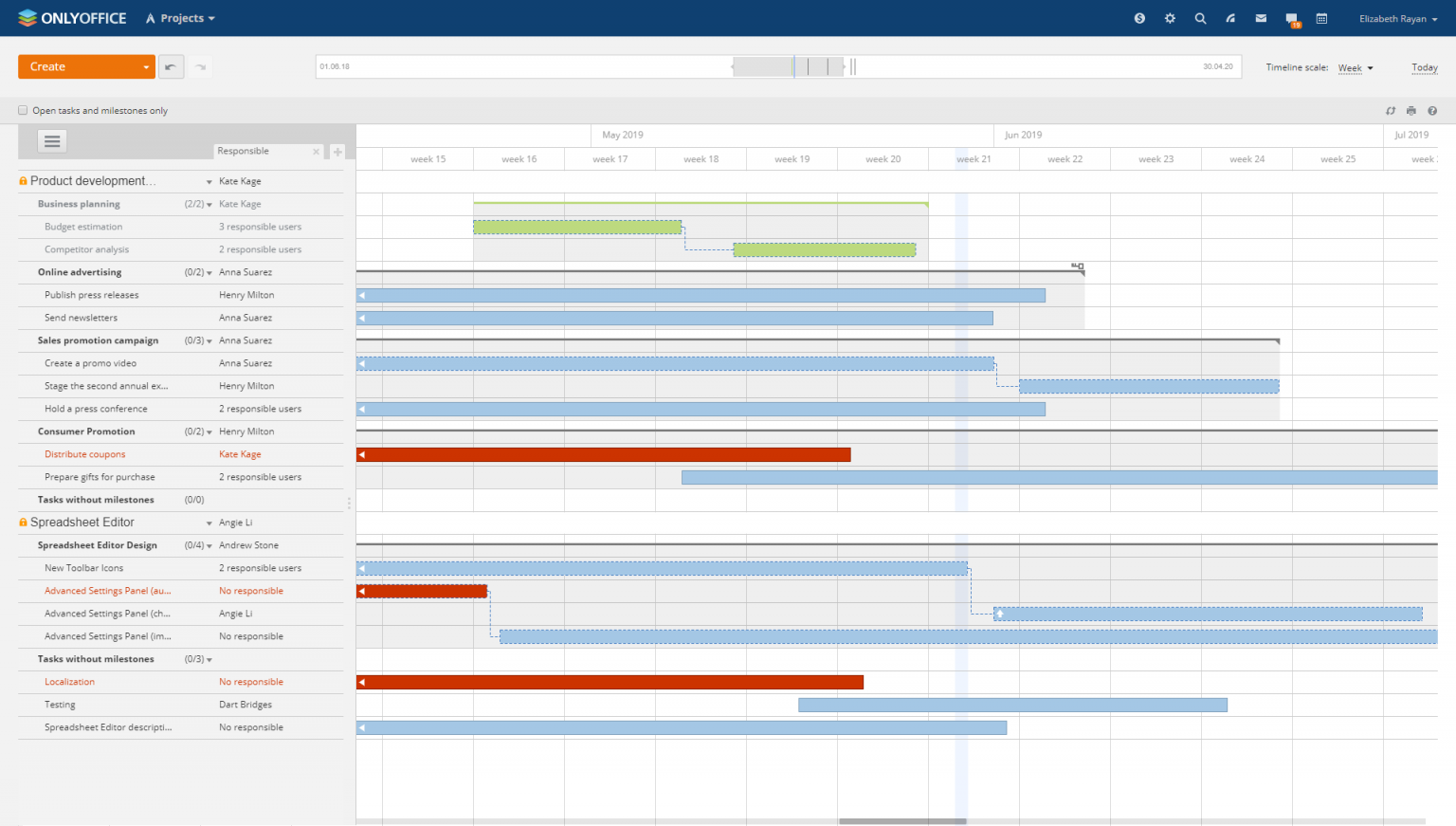 OnlyOffice: Project timeline