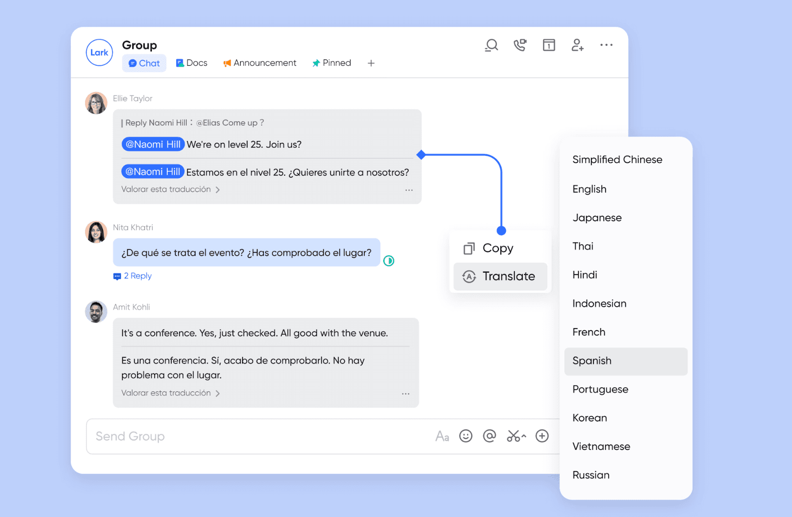 Break language barriers by auto translation