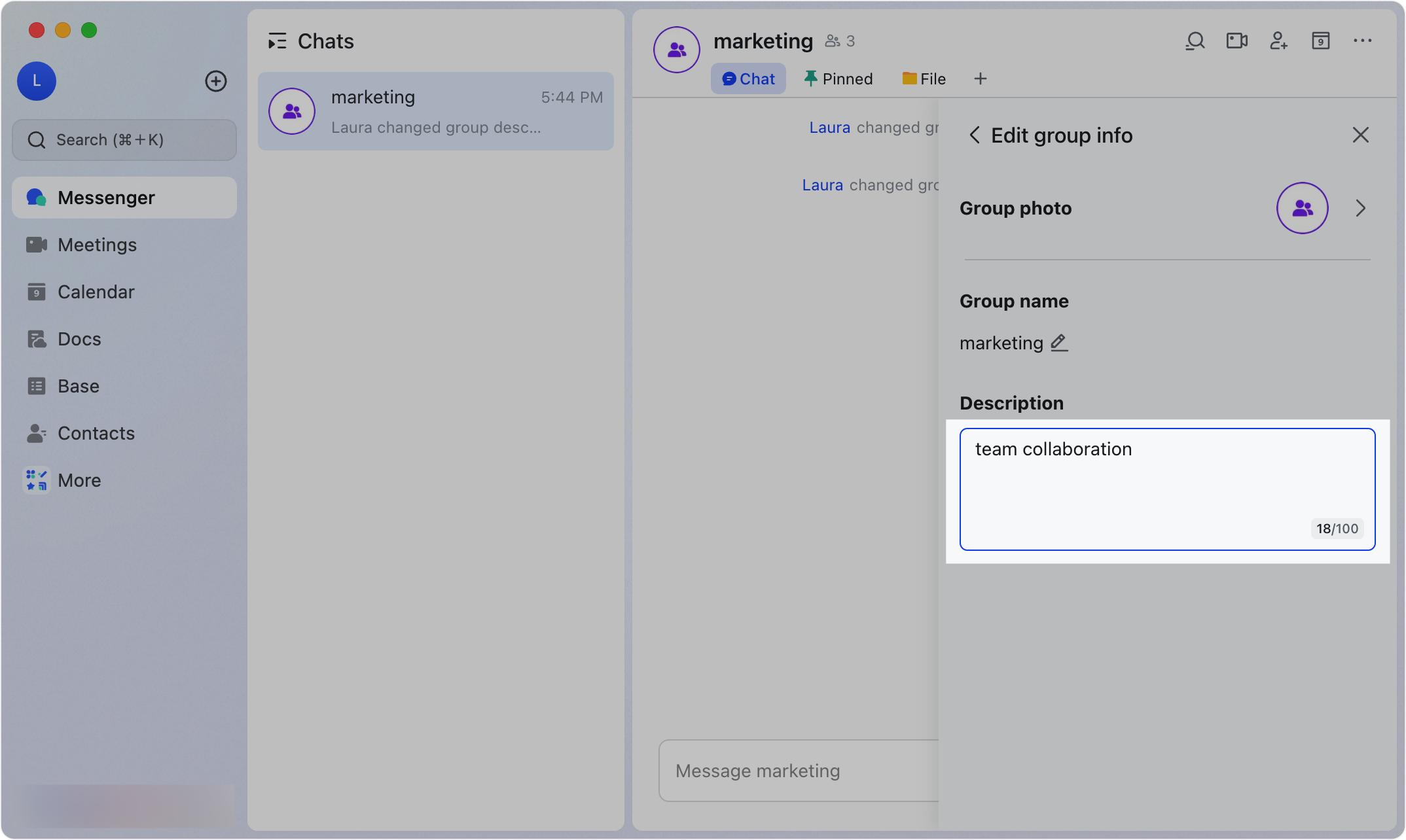 Edit group information