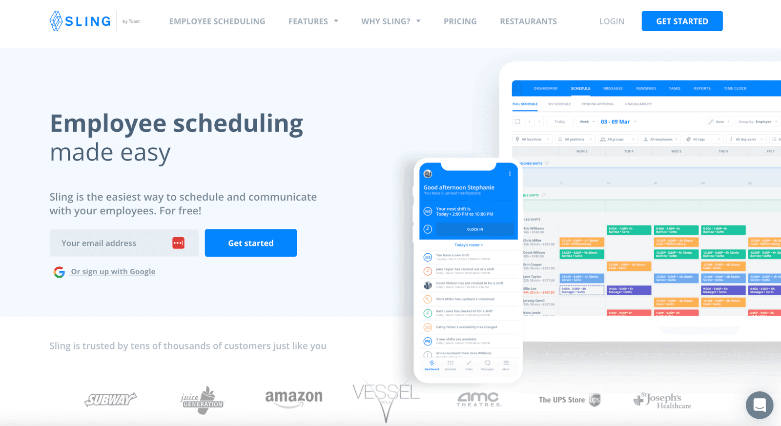 Sling scheduling interface