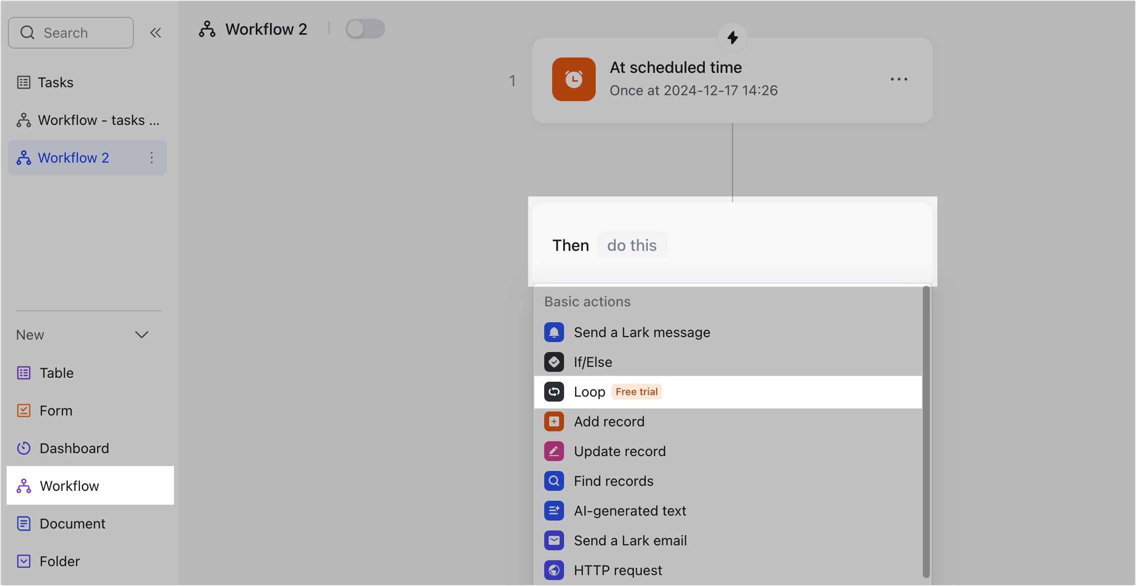 Use the Loop node in Workflow