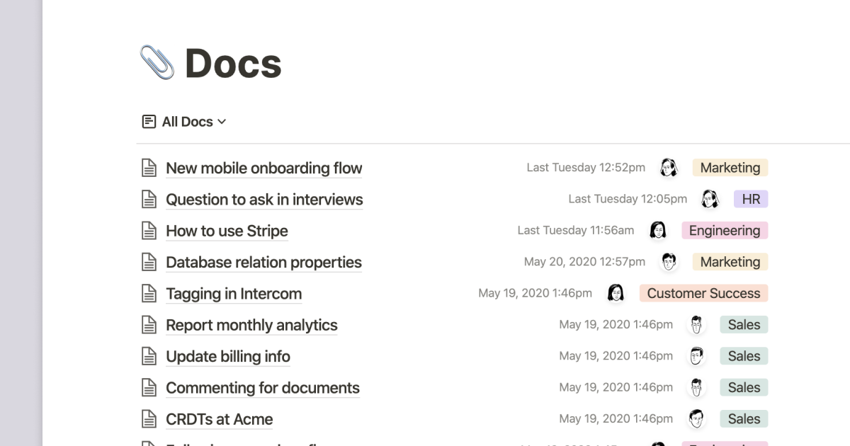 Notion: building a comprehensive team notes & docs database