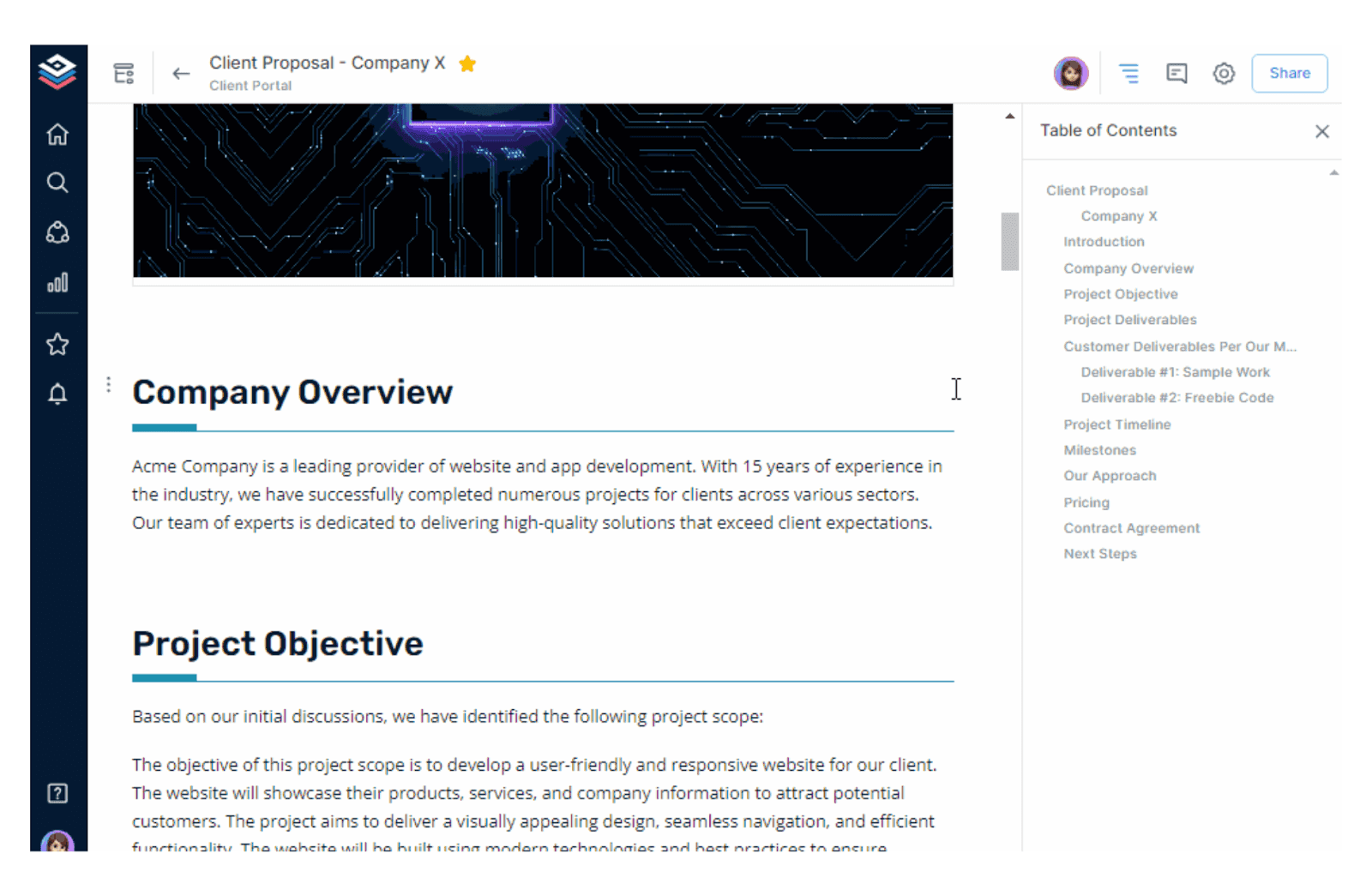 Interface of Bit.ai