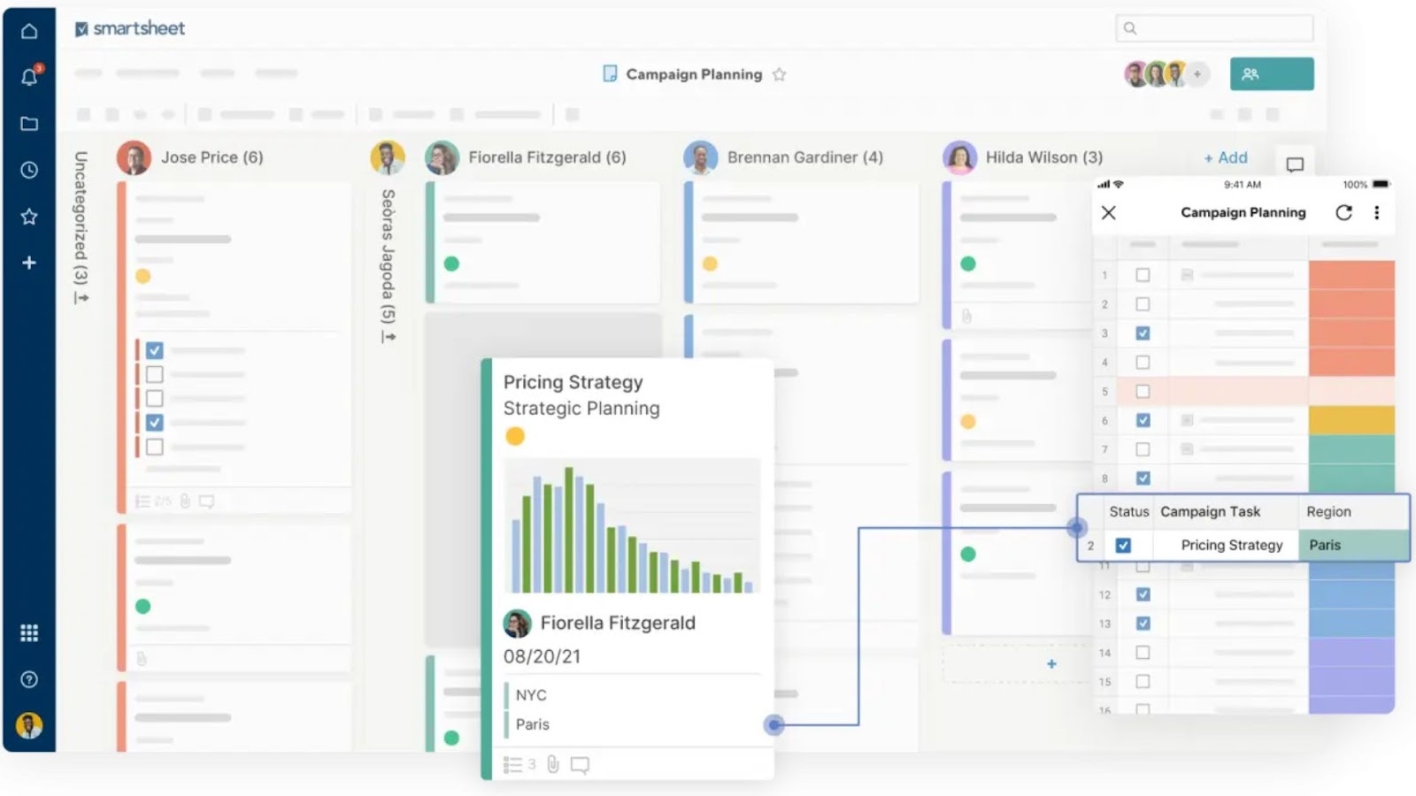 Smartsheet's grid interface for automating project workflows