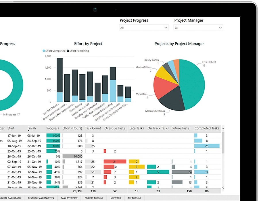 Data driven insights in Microsoft Project