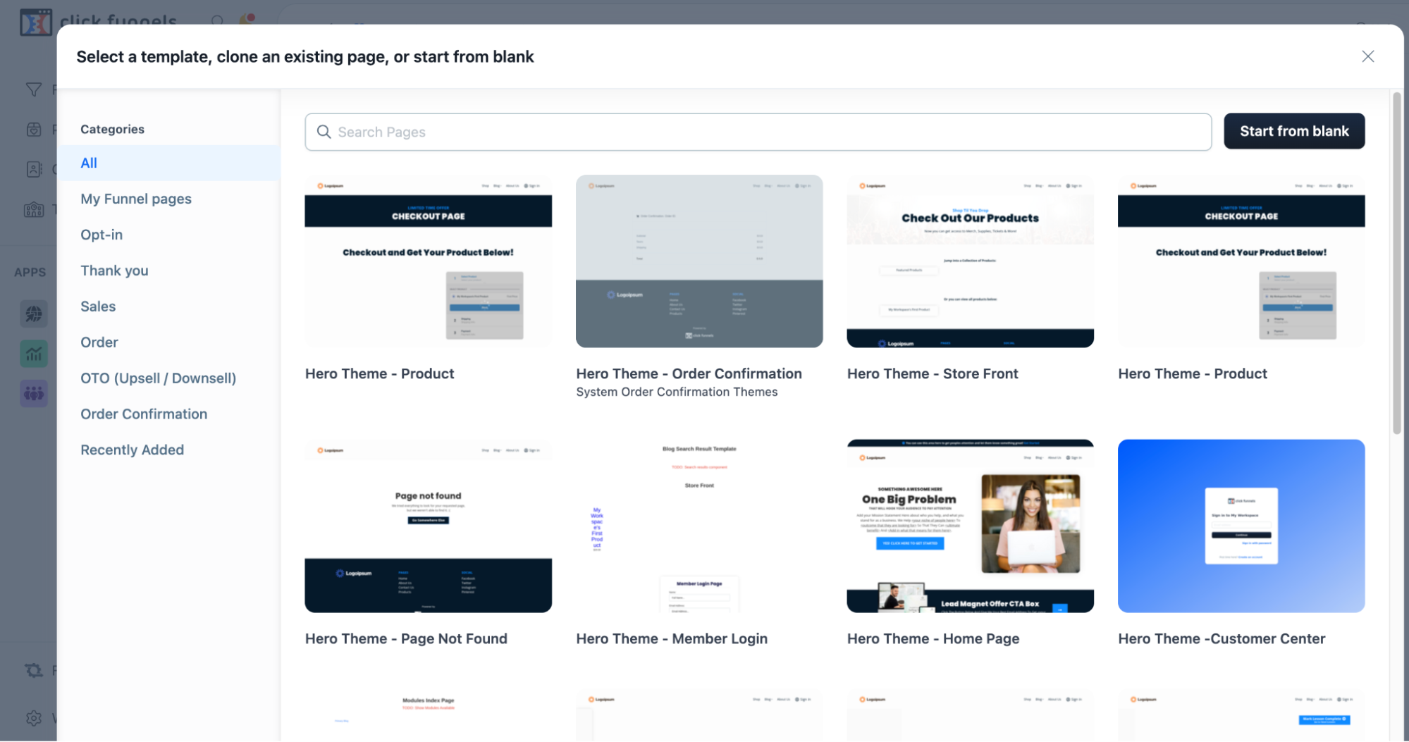 ClickFunnels funnel builder interface