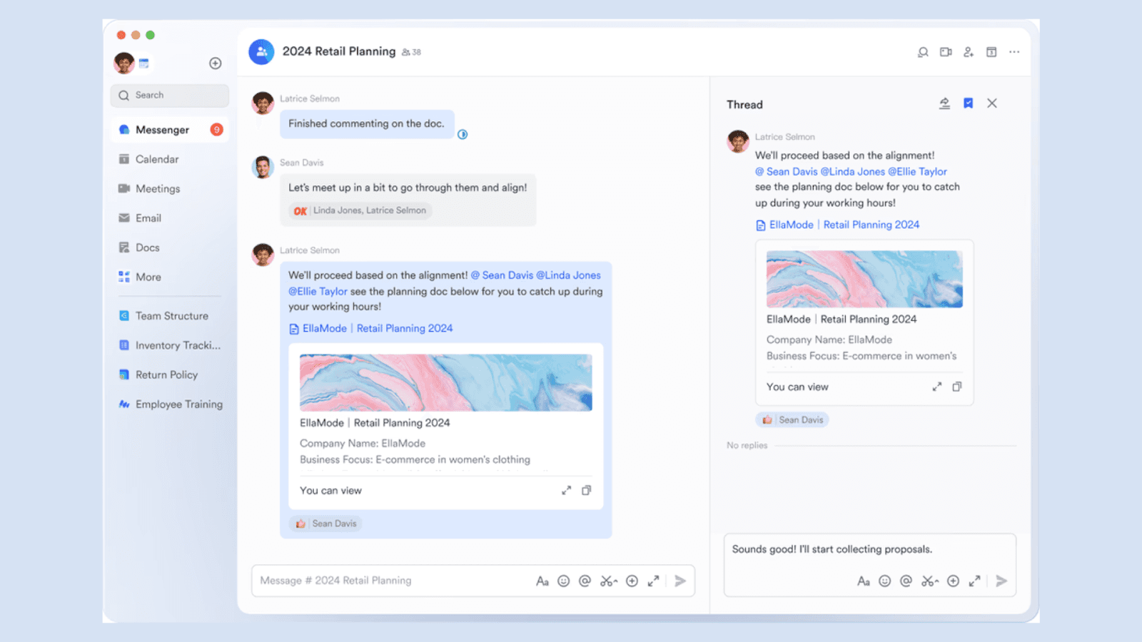 Abstracted product UI of retail planning in Lark