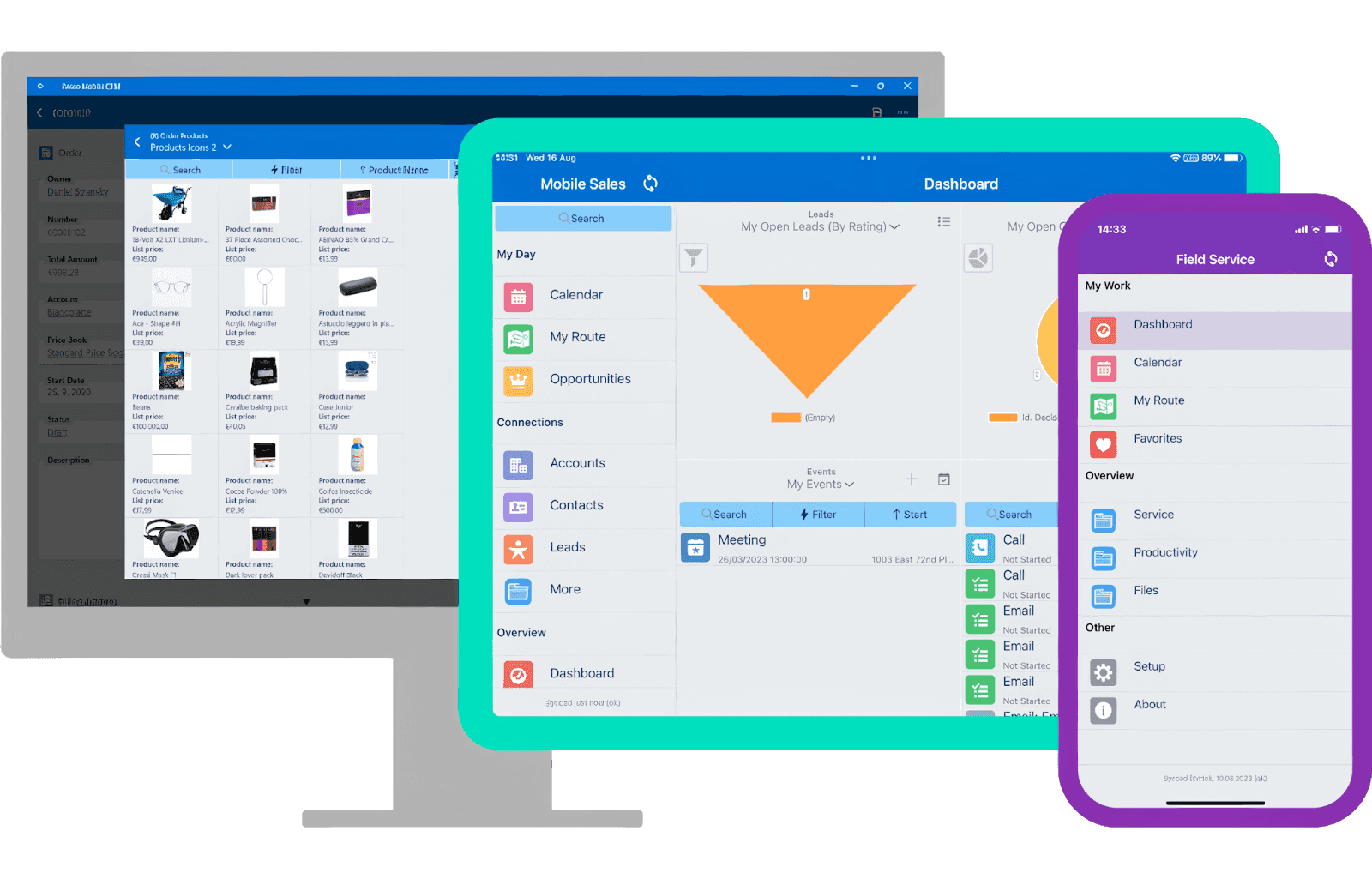 Resco's CRM's multi-device interface for field sales