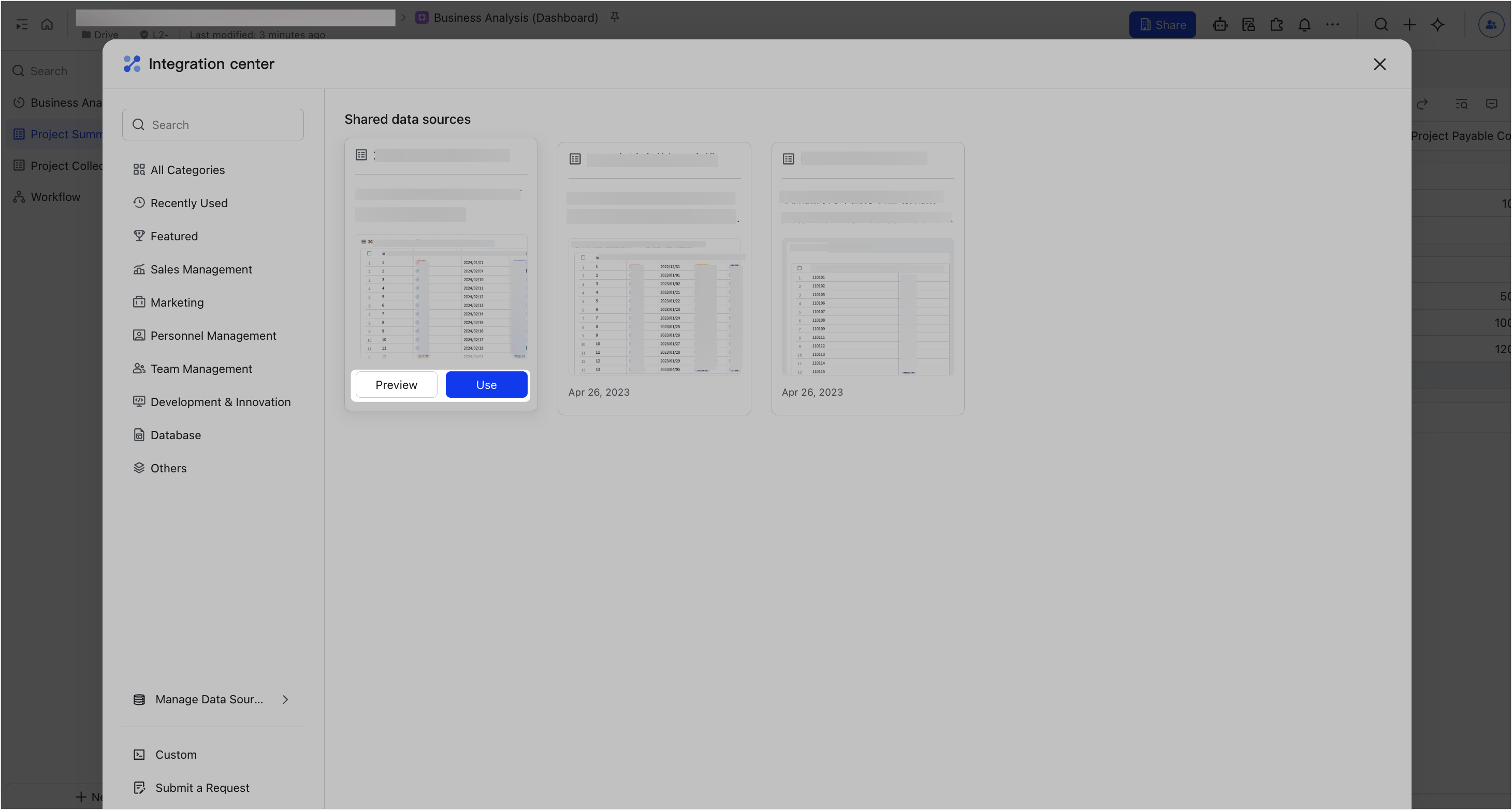 Publish a base as a shared data source