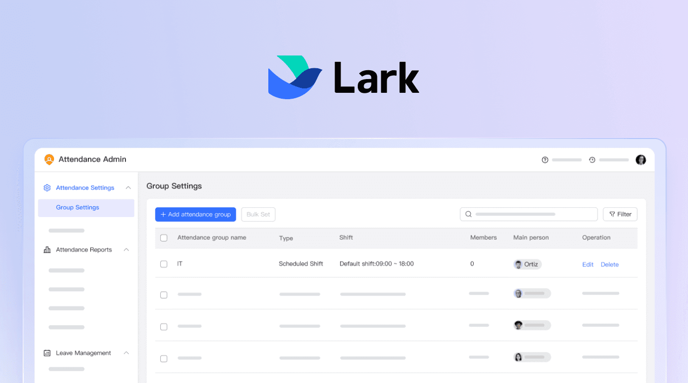 A view of Lark’s Attendance app