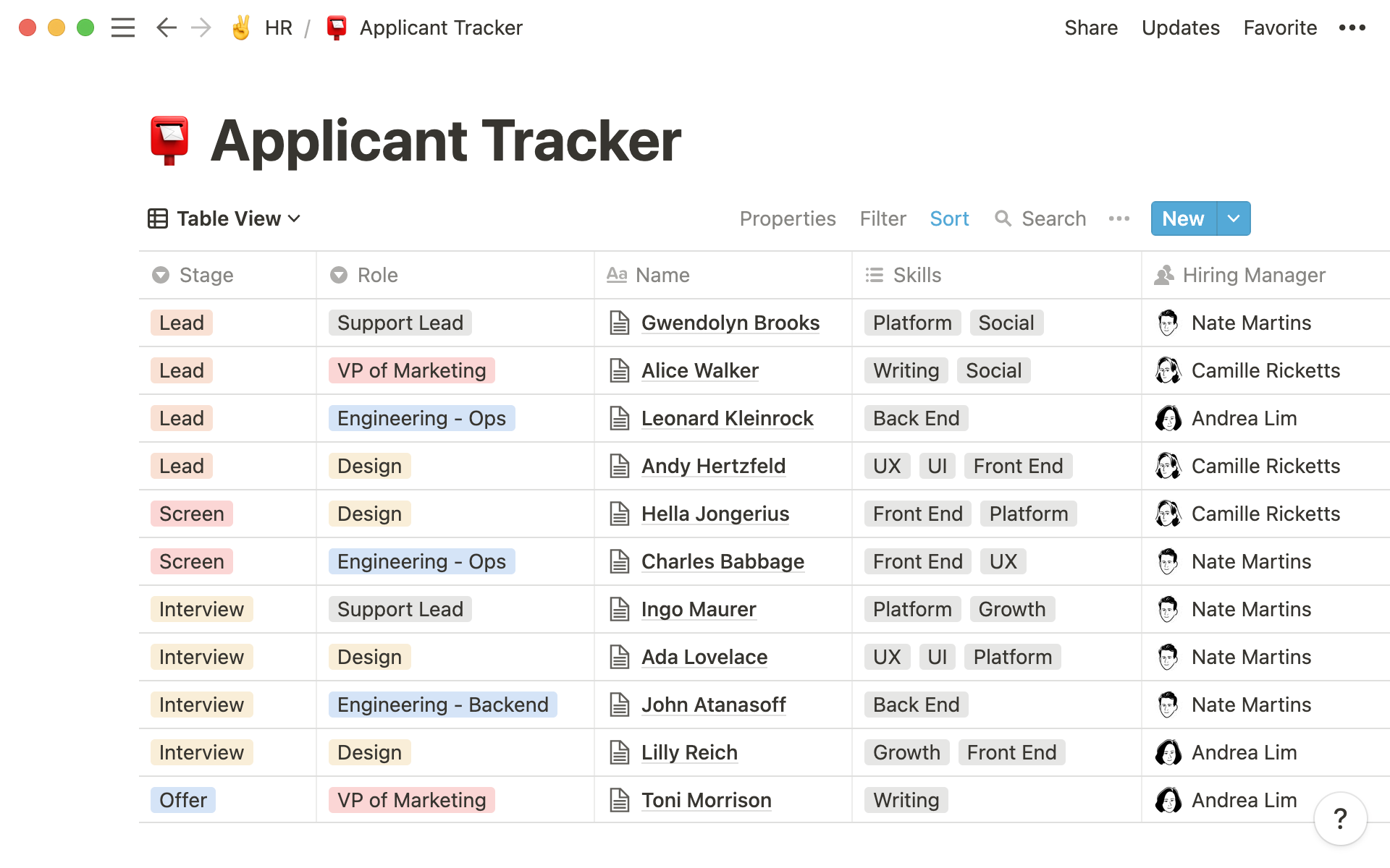 Notion workspace for onboarding templates and collaboration