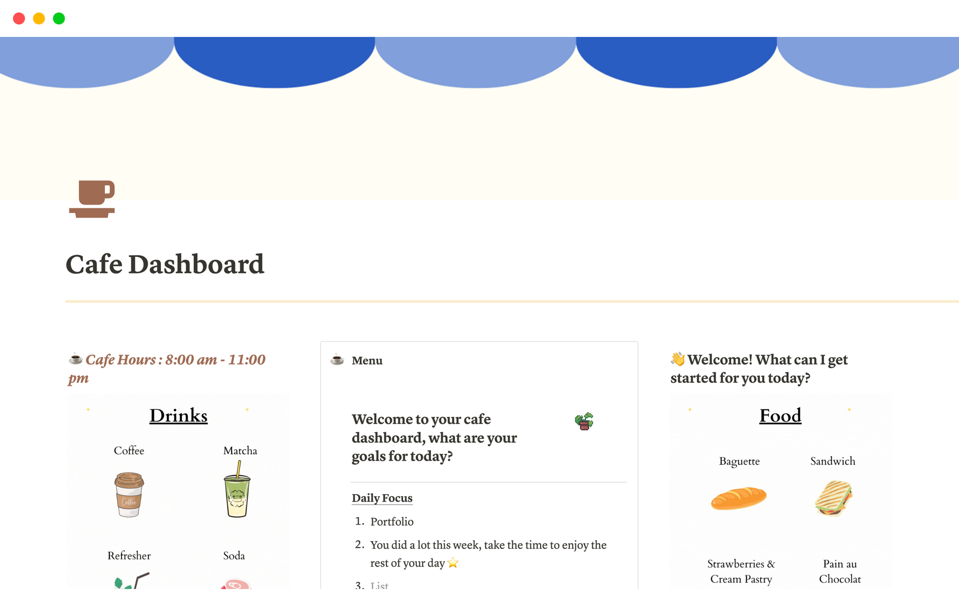 Notion dashboard