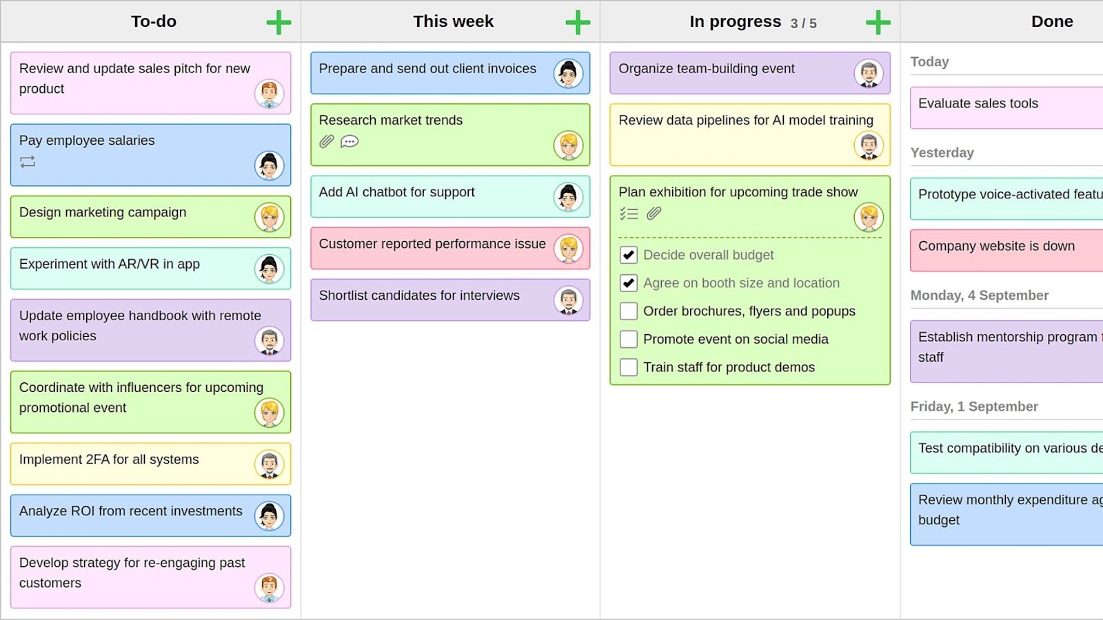KanbanFlow's board with Pomodoro timer