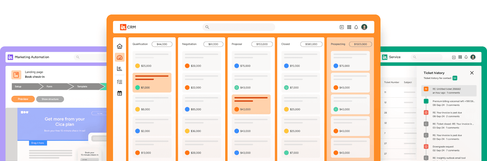 Insightly CRM interface showcasing various sections