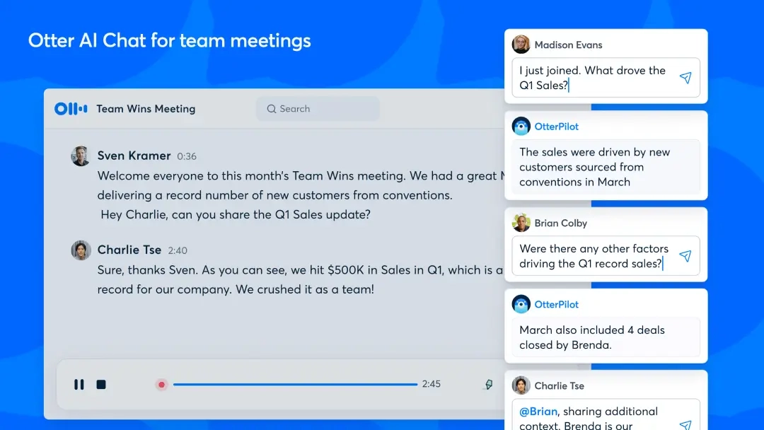 AI meeting assistant in Otter.ai