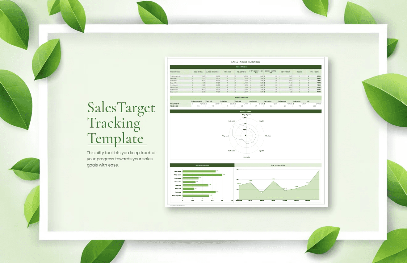 Sales target tracking dashboard Template.net