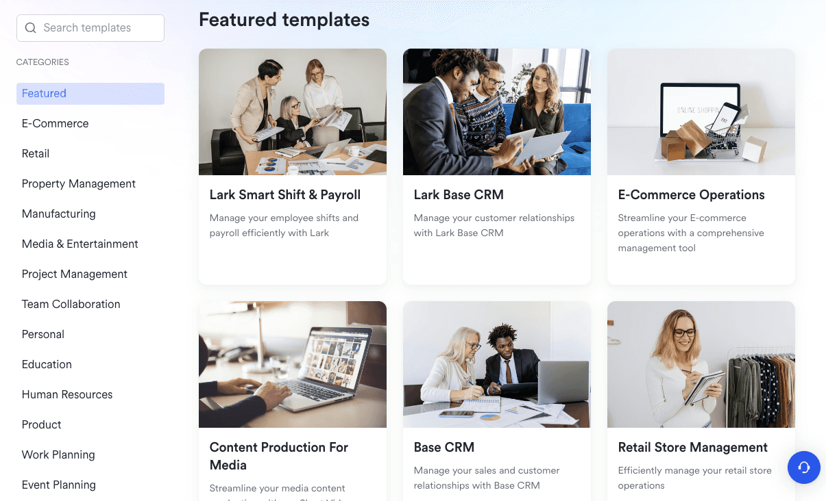 Lark’s customizable templates
