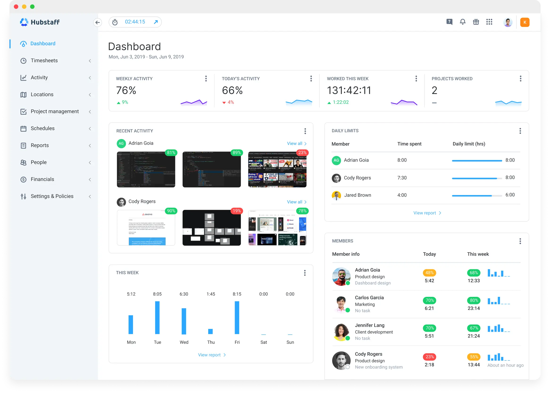Hubstaff for time tracking for remote teams