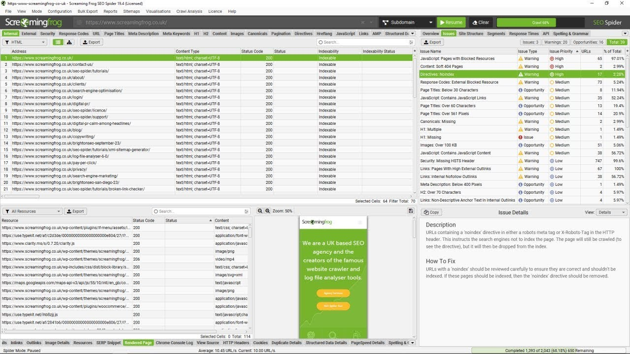 Screaming Frog is a technical site audit tool