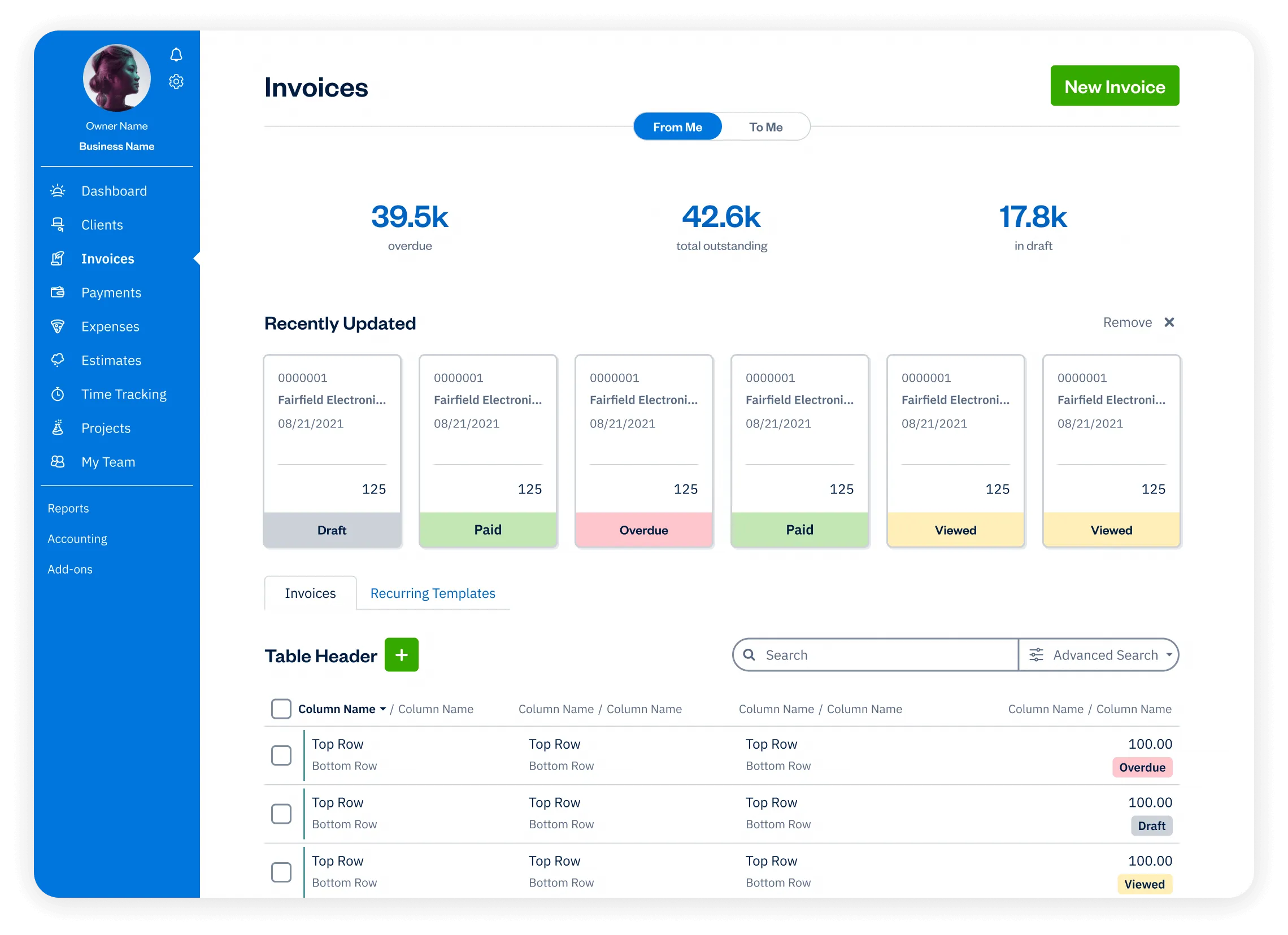 FreshBooks invoice management platform