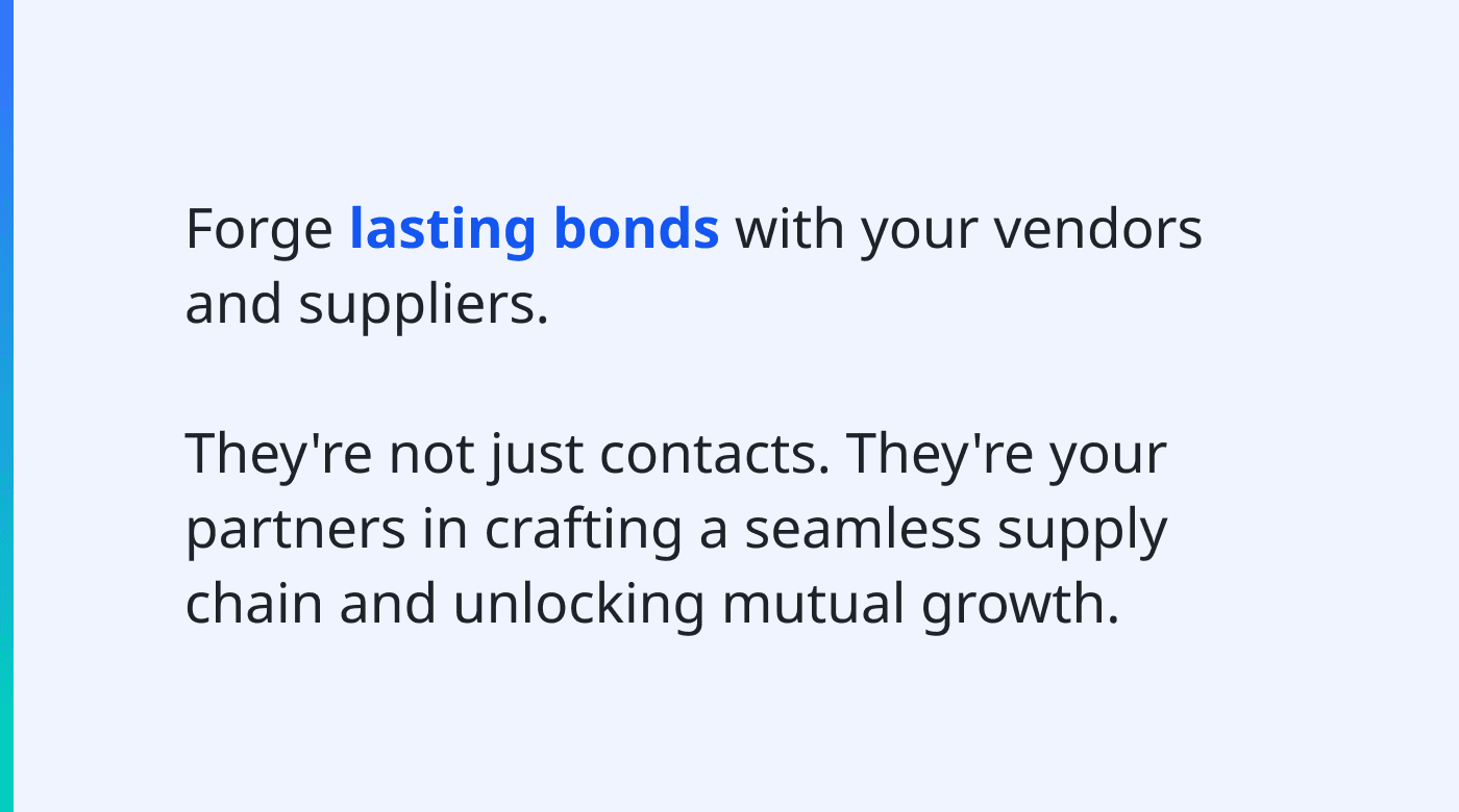 Text about vendor and supplier relationships