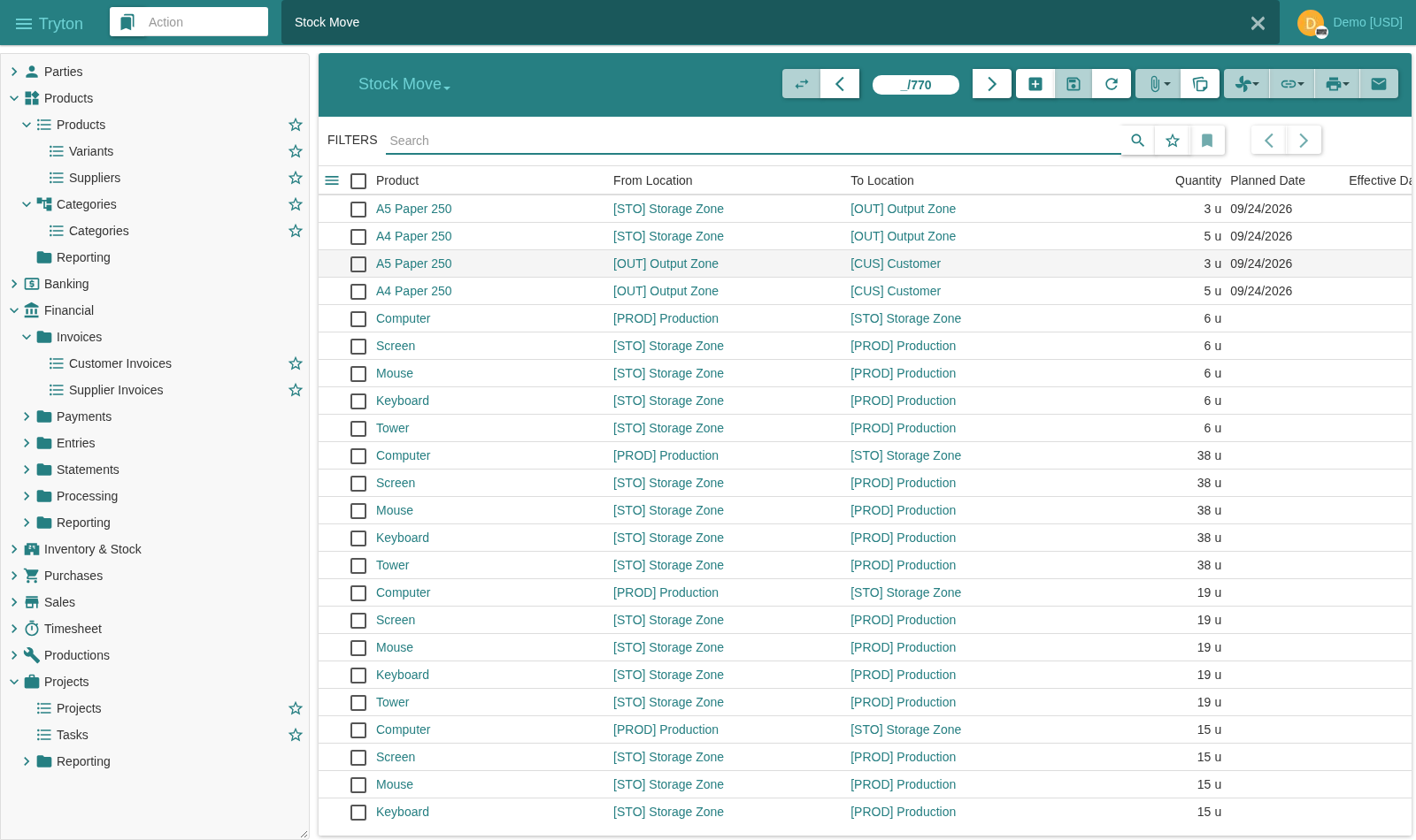 Tryton open source inventory management stock moves list