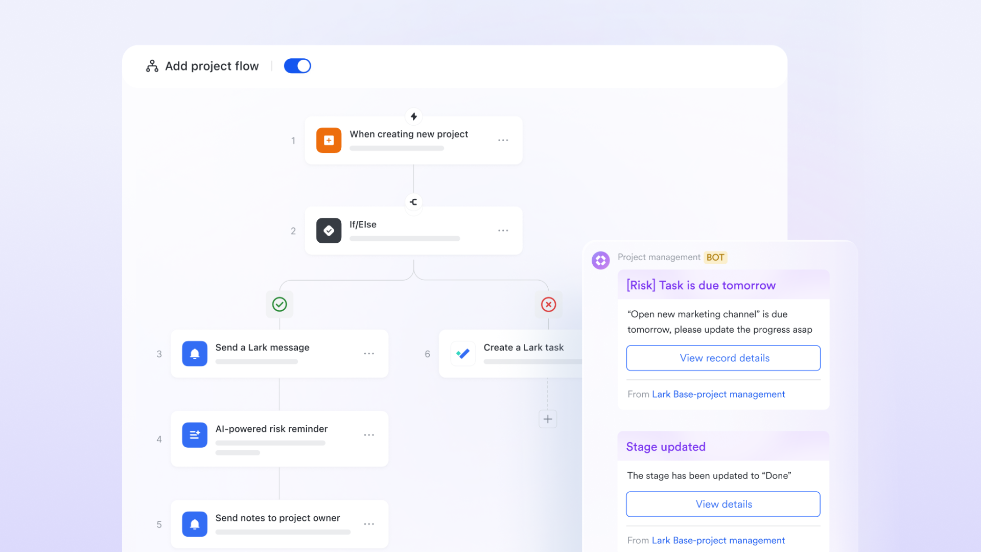 Automed workflows in Lark Base
