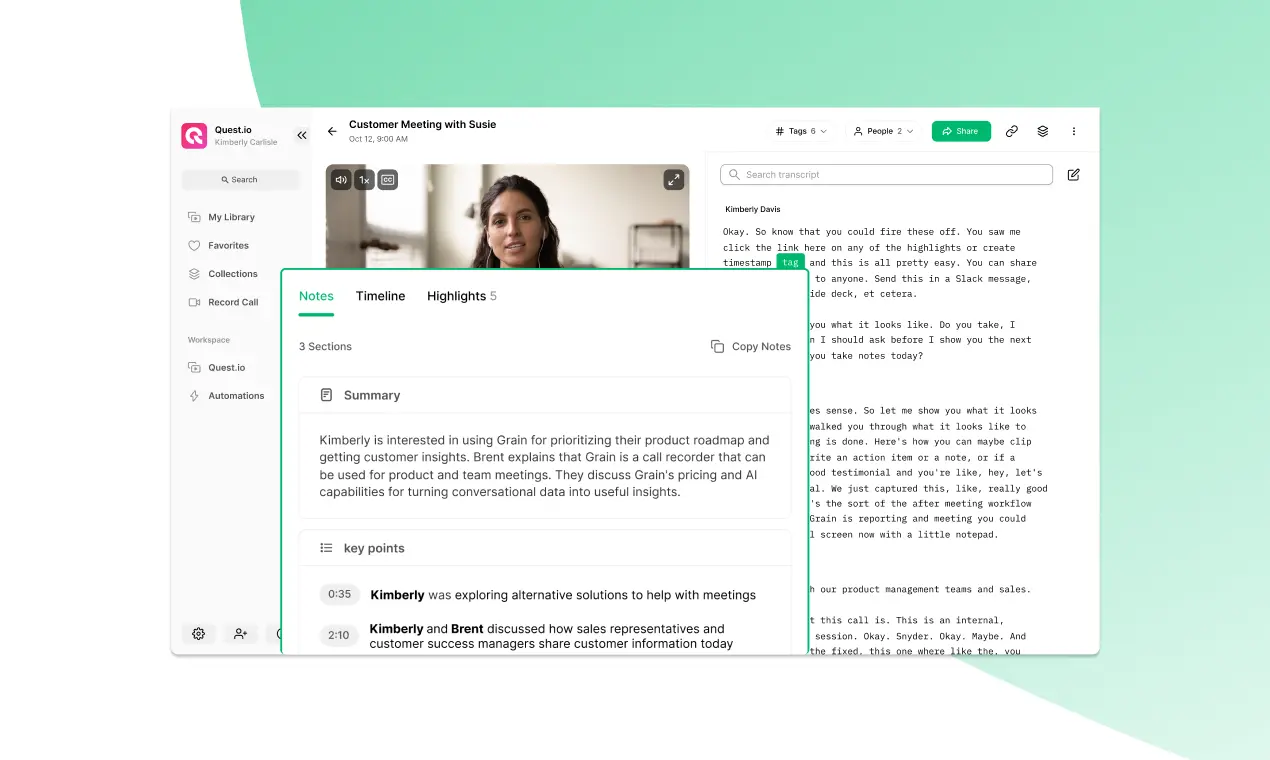 Grain is a specialized AI assistant for meetings