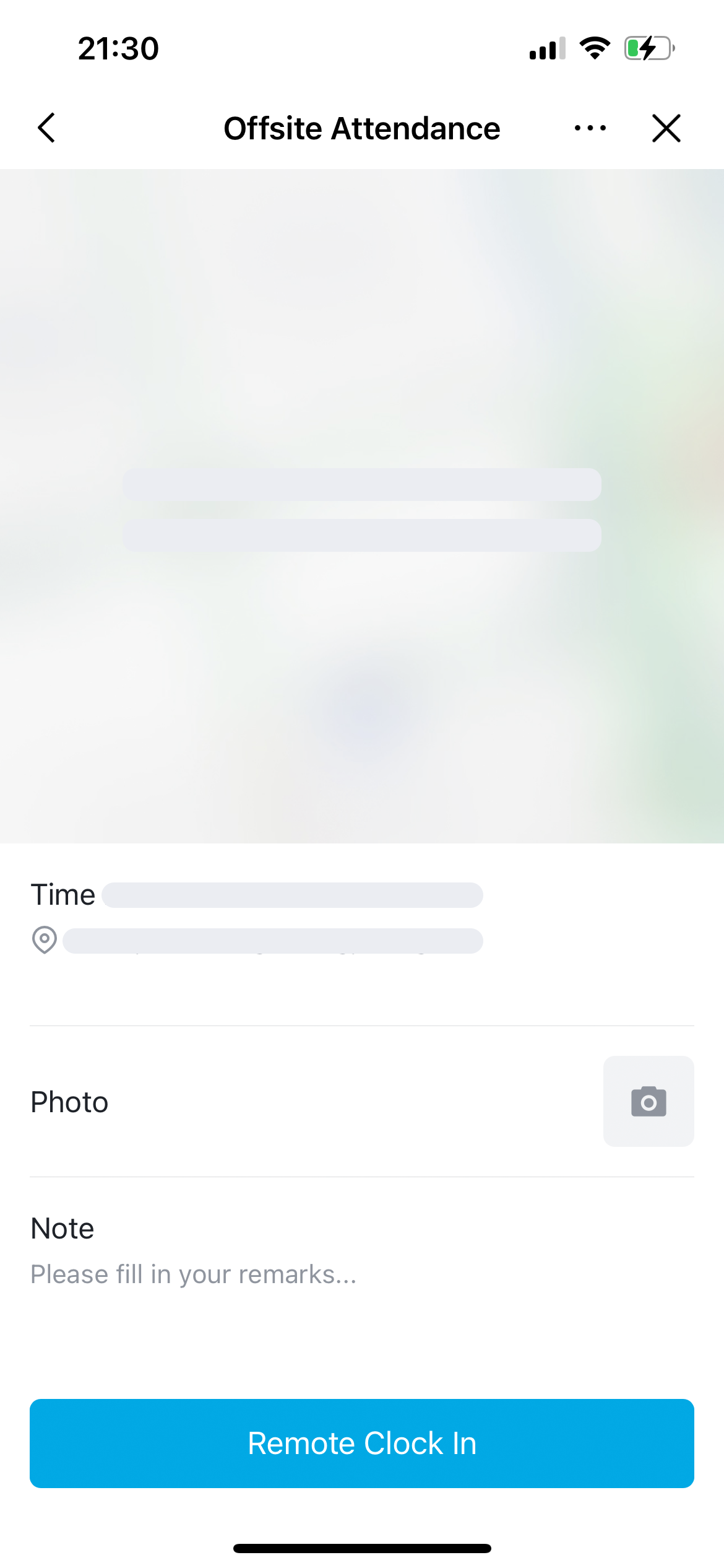 Remote clock-in