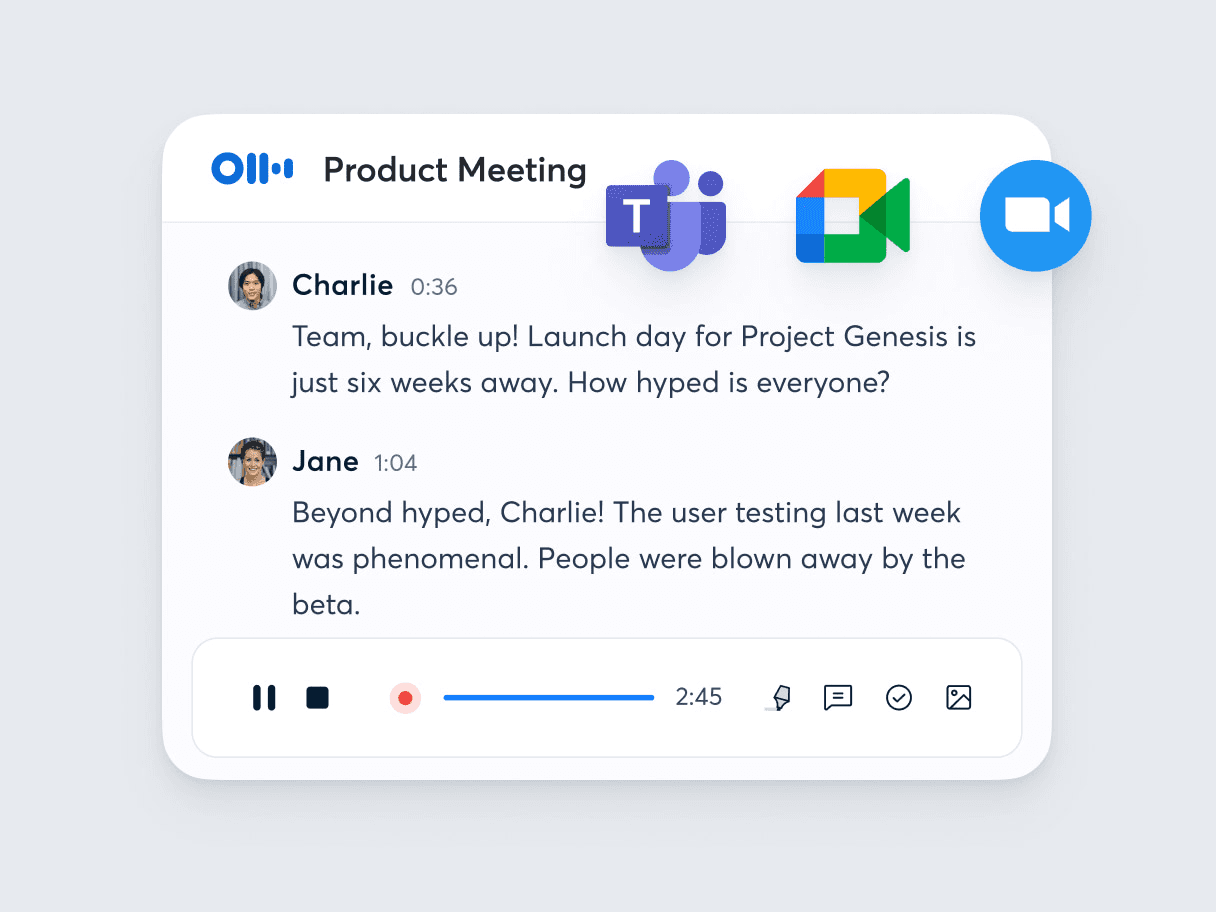 Interface of Otter.ai