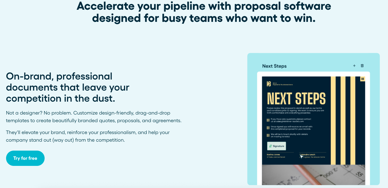 Proposify: Sales proposal software