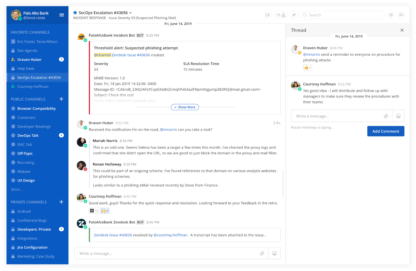 Chat interface of Mattermost