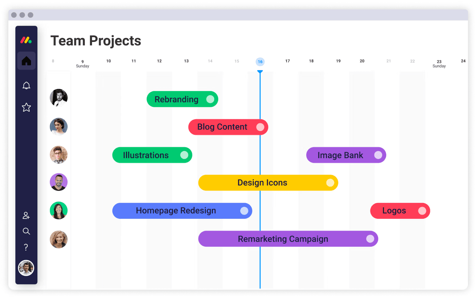 Interface of monday, which can be customized to serve as document workflow software