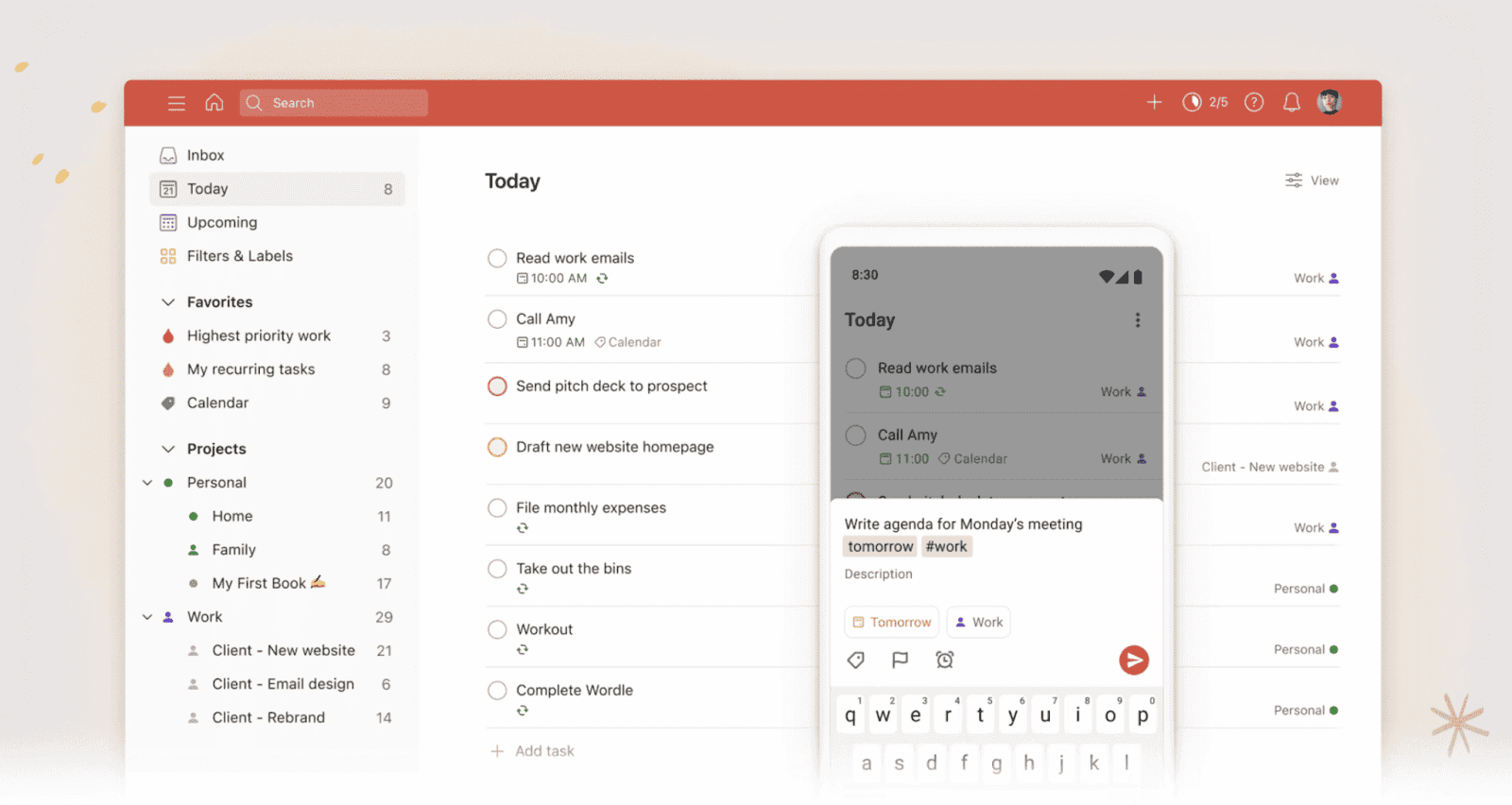 Interface of Todoist
