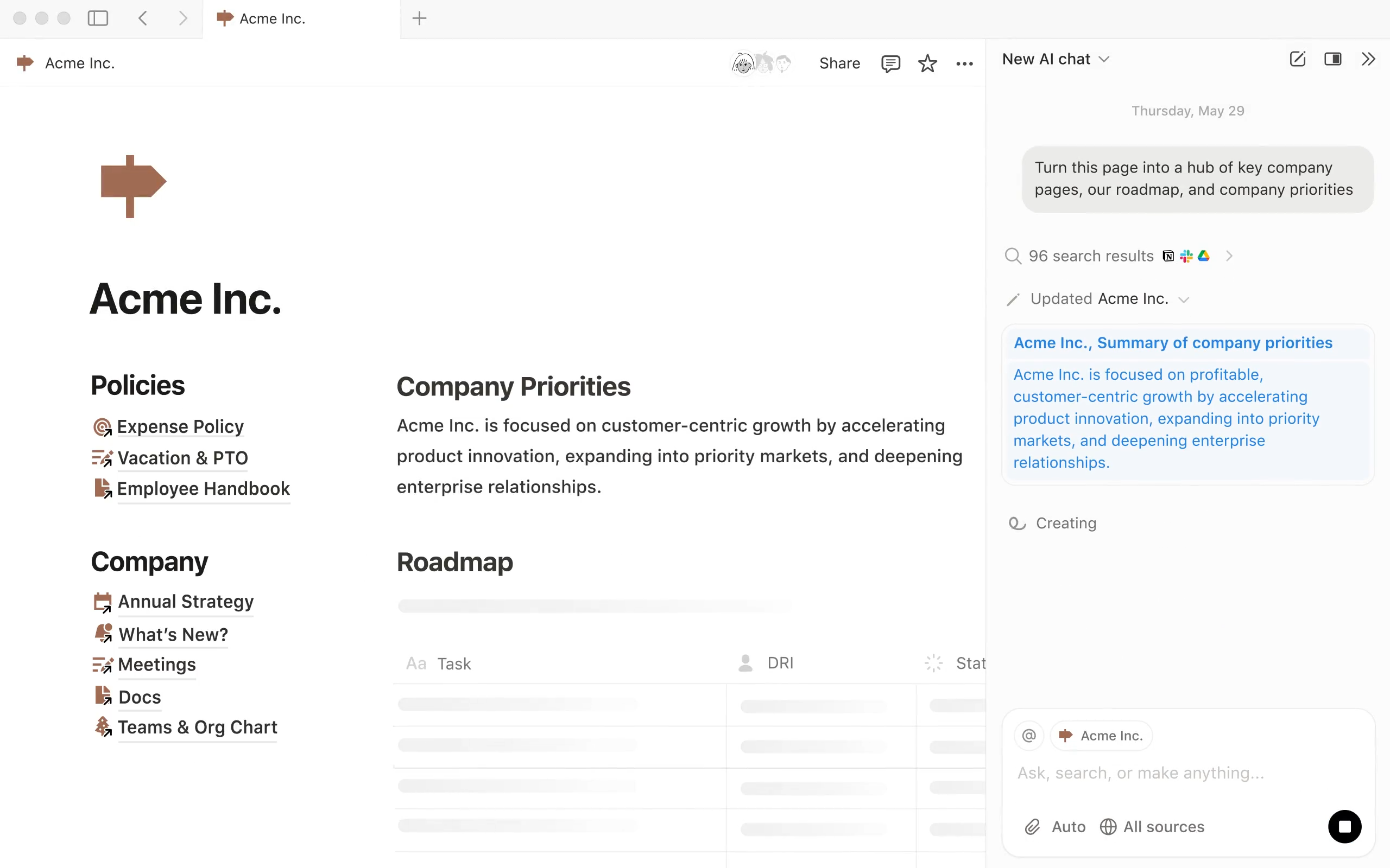 Notion task tracking