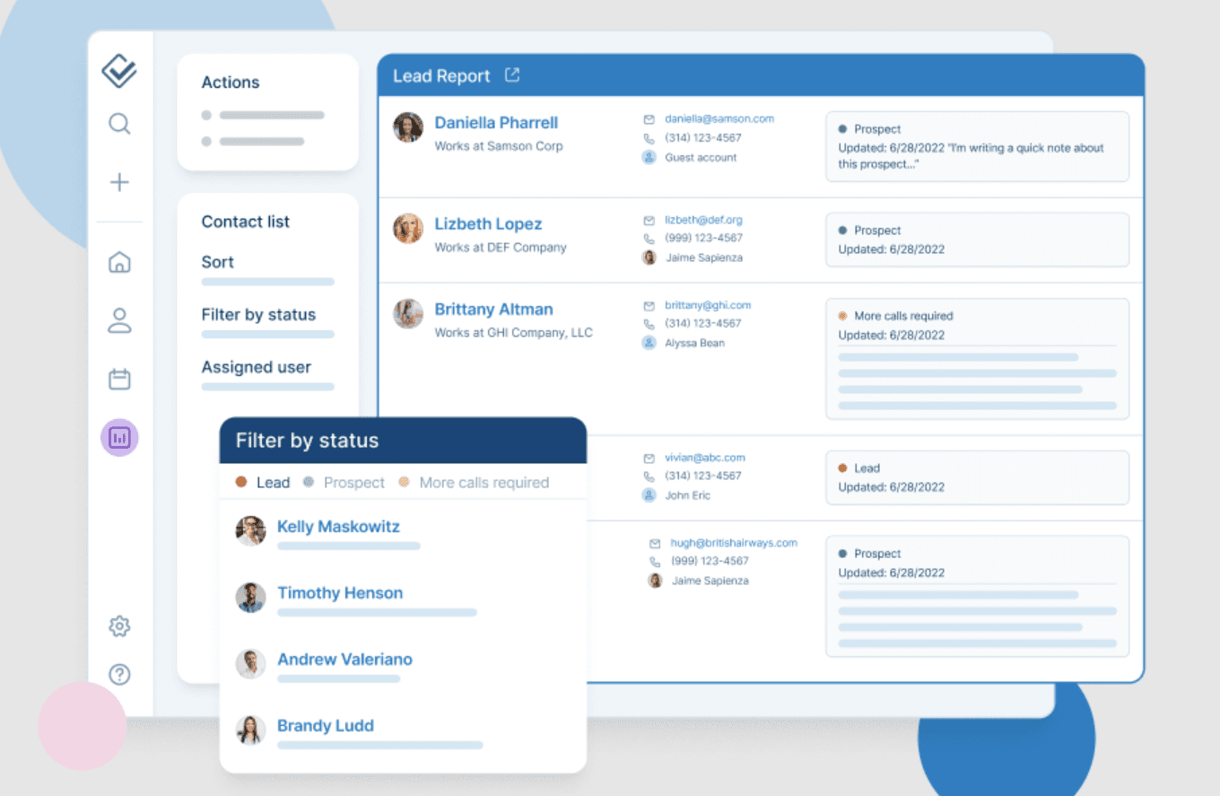 Interface of Less Annoying CRM