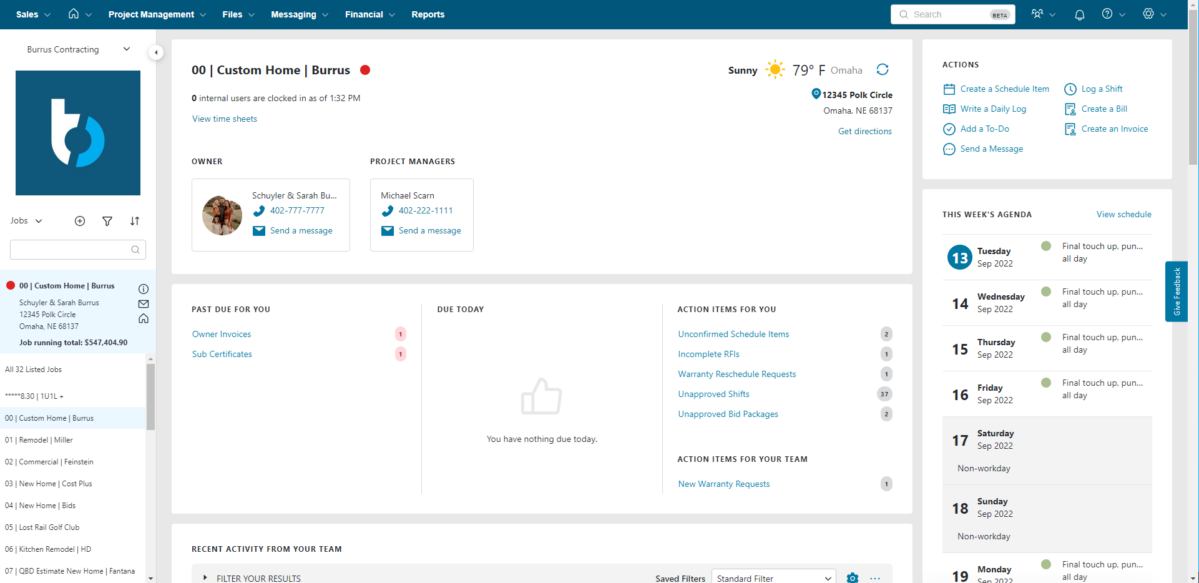 BuilderTrend: Residential contractor management tool