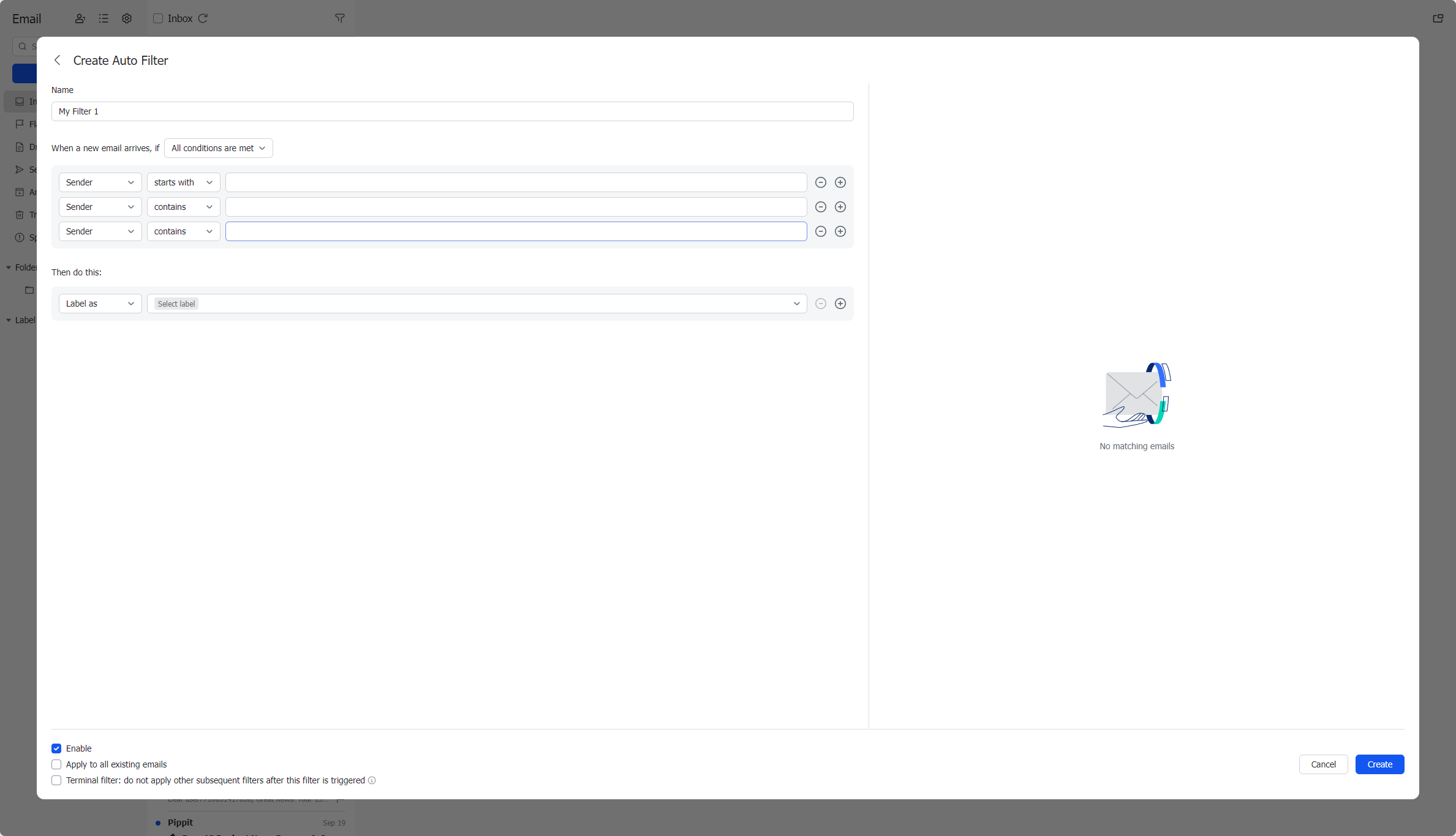 Lark Mail smart filters