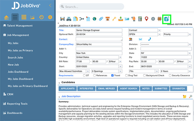 JobDiva provides a full scope for recruiting