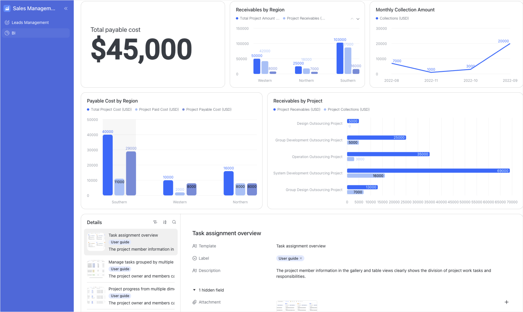Lark Base apps provides advanced dashboards for analytics and reporting