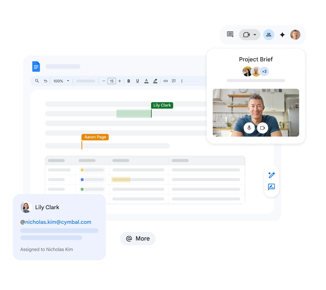 Google Workspace document showing real-time collaboration