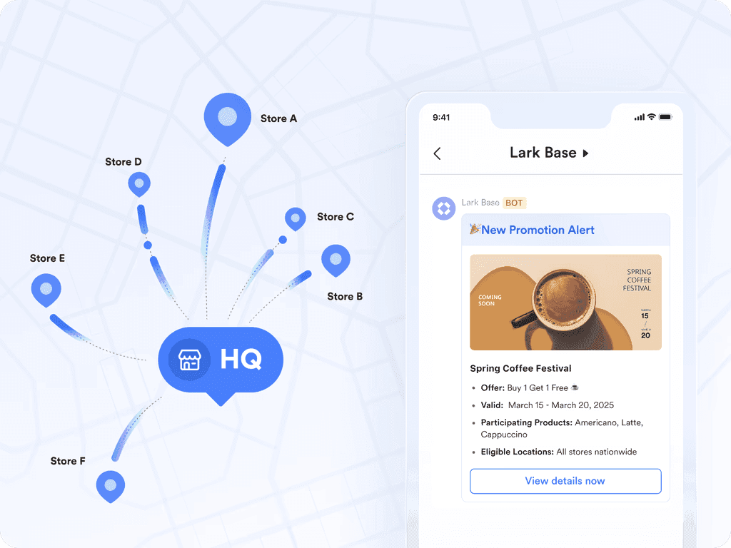 Displaying Lark Base on mobile with connectivity to different stores