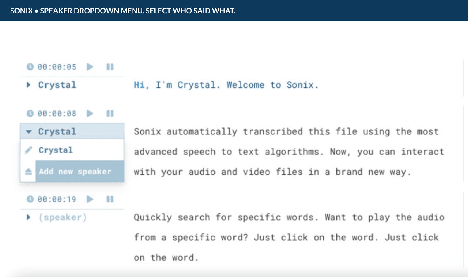 Speaker labeling of Sonix