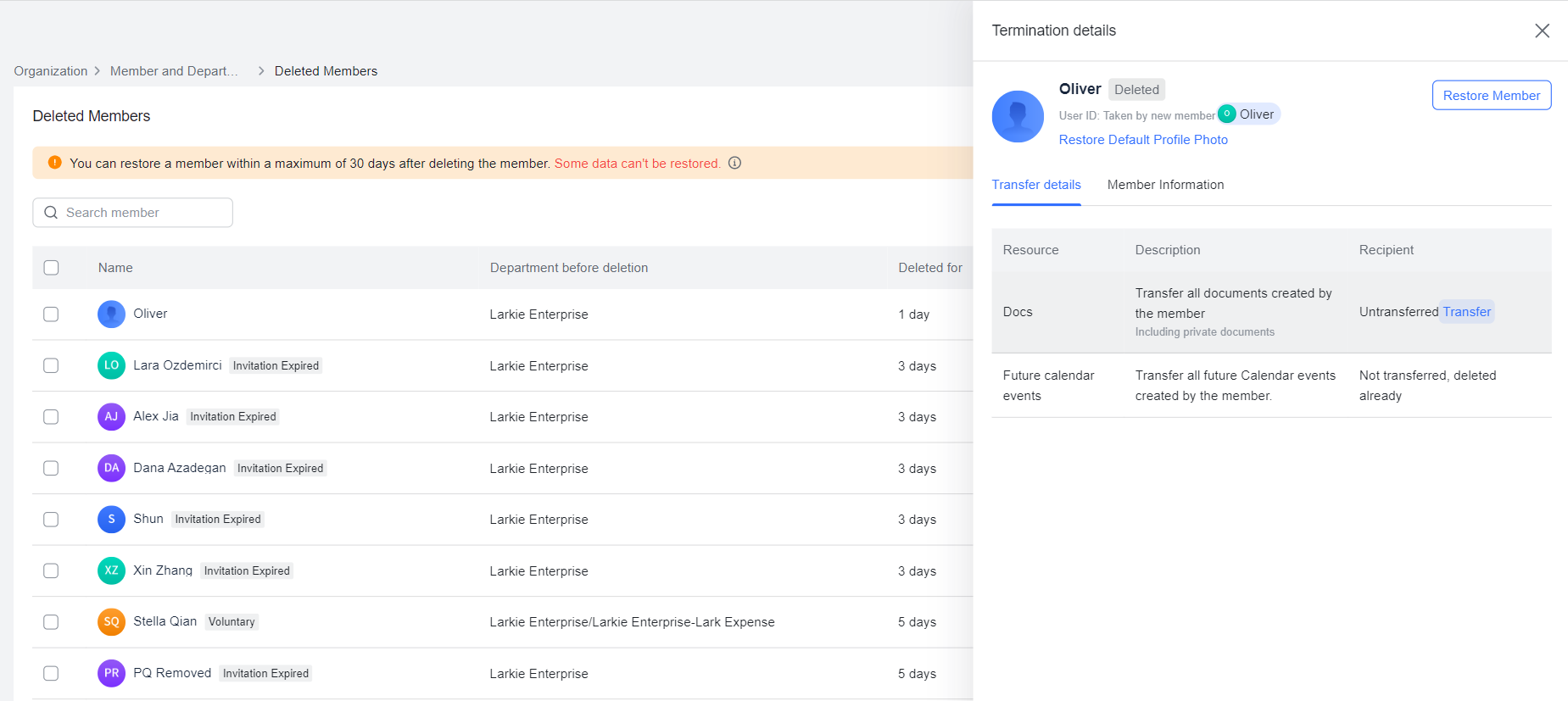 Lark Admin Console updates