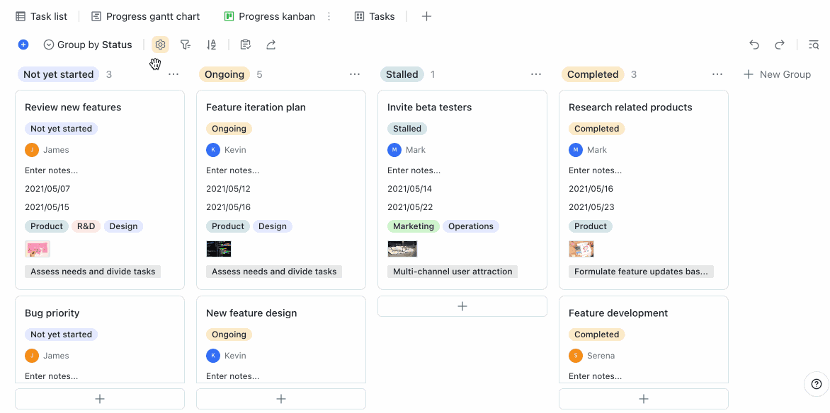 Lark Base kanban view