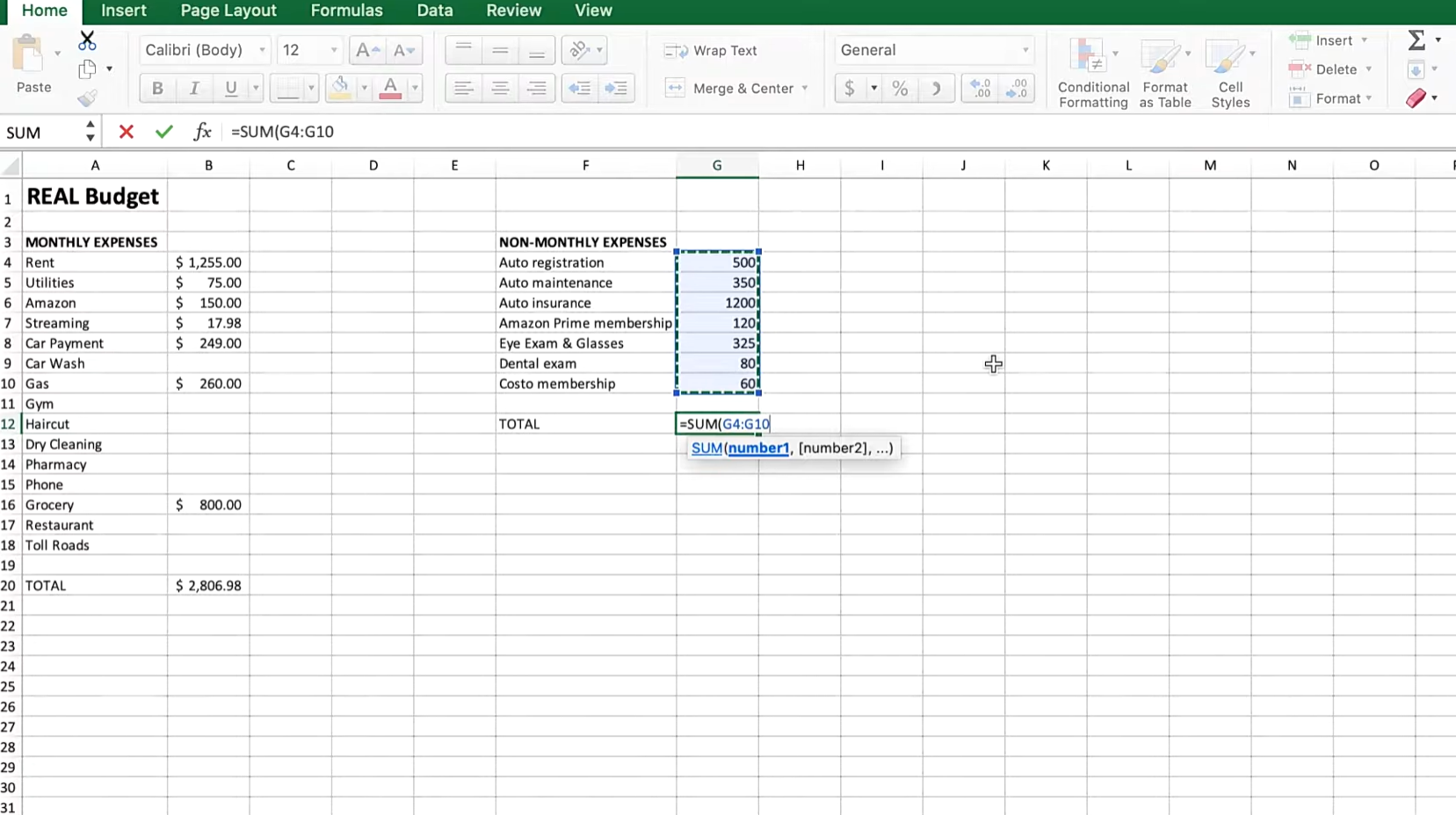 Define columns and layout